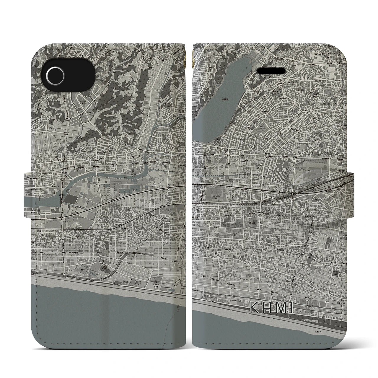 【可美(静岡県)】地図柄iPhoneケース(手帳タイプ)