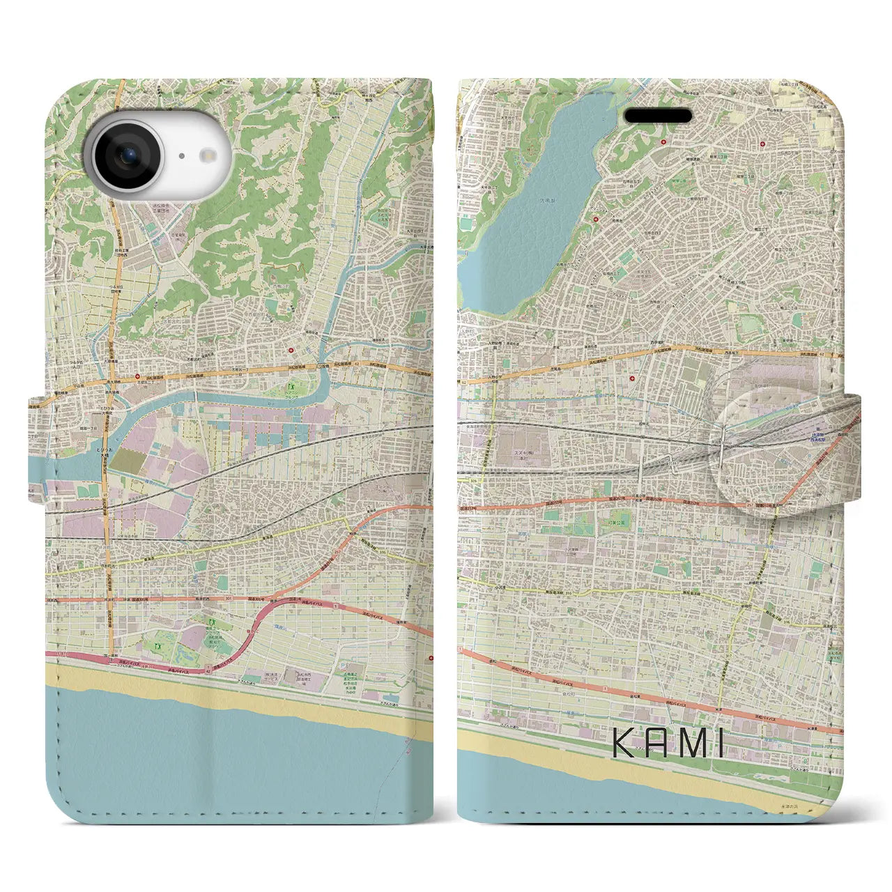 【可美(静岡県)】地図柄iPhoneケース(手帳タイプ)