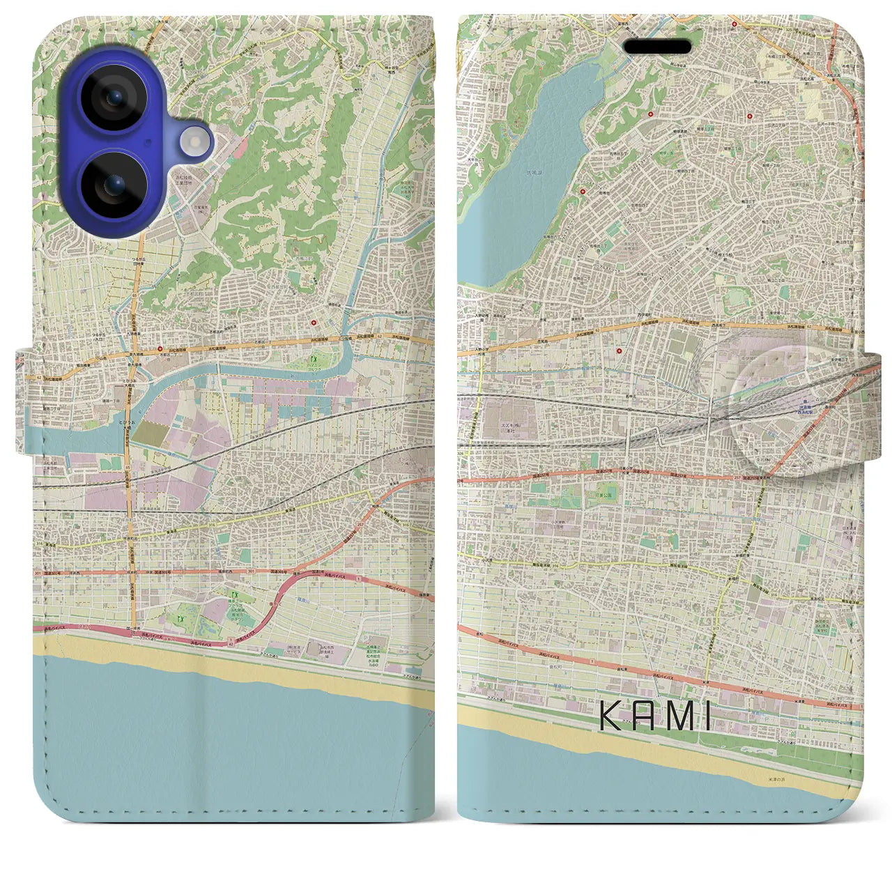 【可美(静岡県)】地図柄iPhoneケース(手帳タイプ)ナチュラル・iPhone 16 Pro Max 用