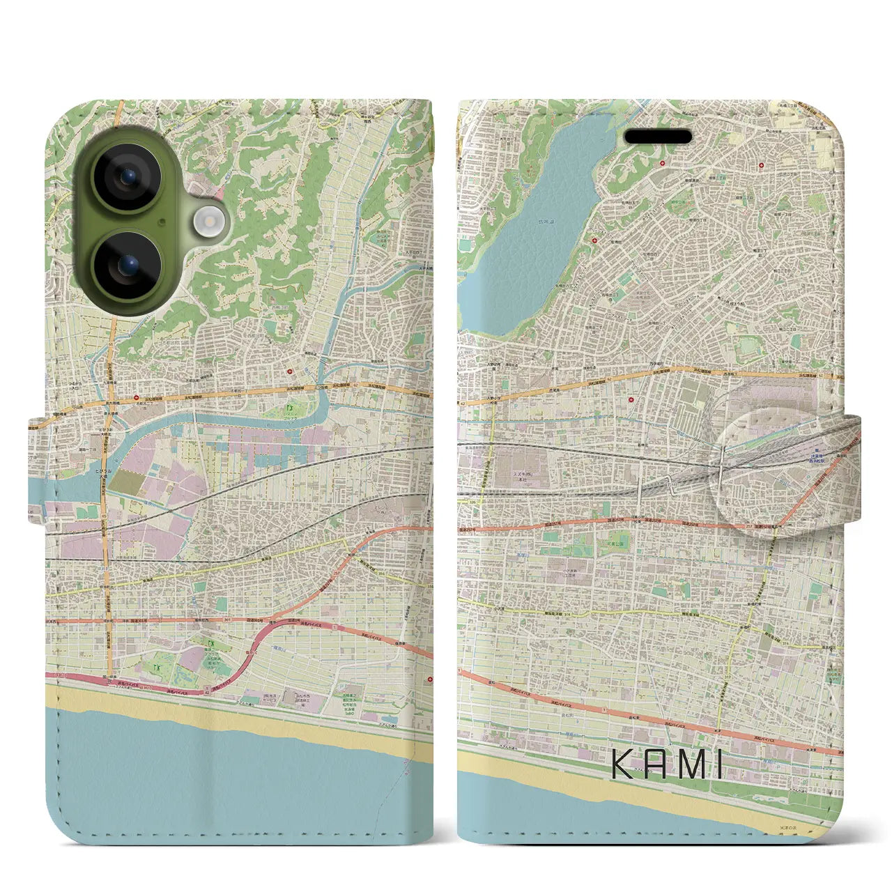 【可美(静岡県)】地図柄iPhoneケース(手帳タイプ)
