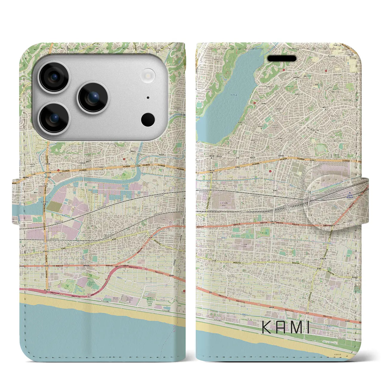 【可美(静岡県)】地図柄iPhoneケース(手帳タイプ)