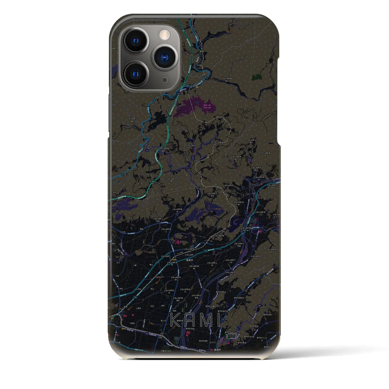 【香美(高知県)】地図柄iPhoneケース(バックカバータイプ)