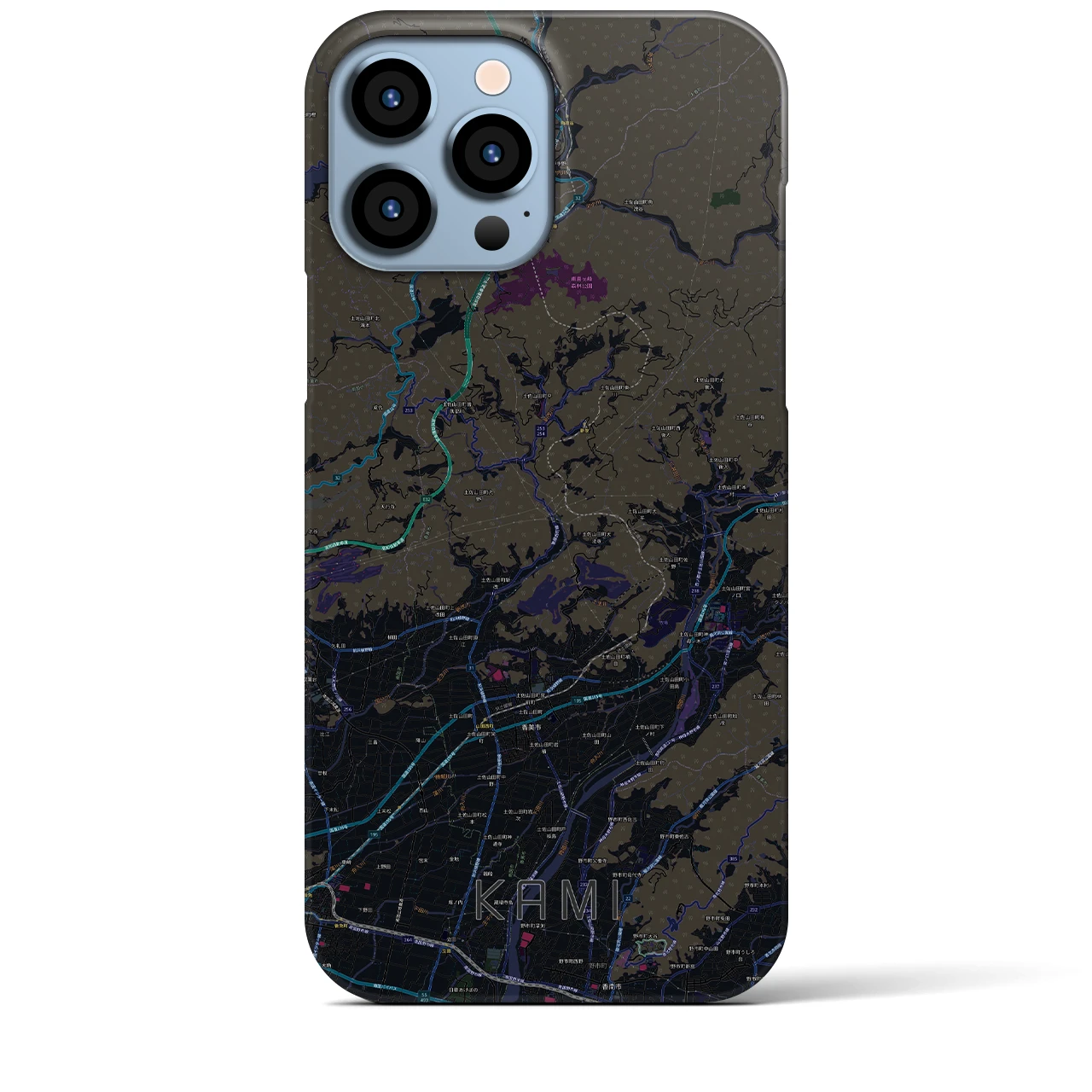 【香美(高知県)】地図柄iPhoneケース(バックカバータイプ)