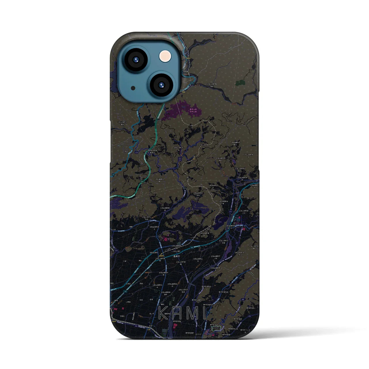 【香美(高知県)】地図柄iPhoneケース(バックカバータイプ)