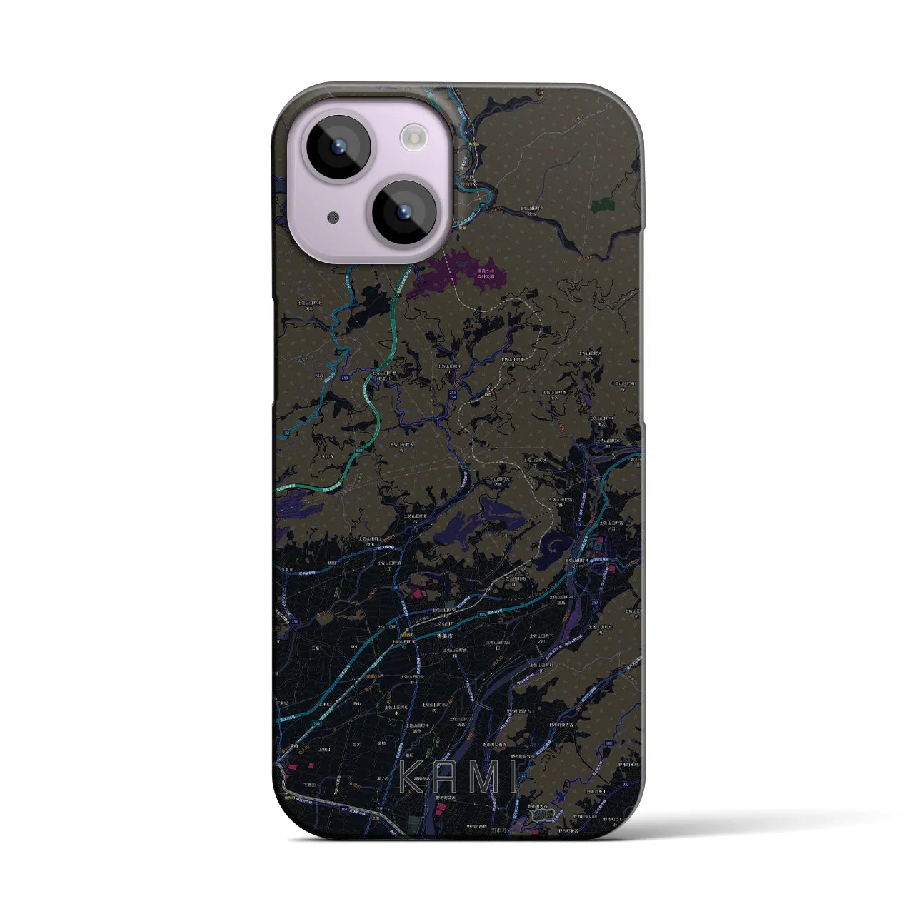 【香美(高知県)】地図柄iPhoneケース(バックカバータイプ)