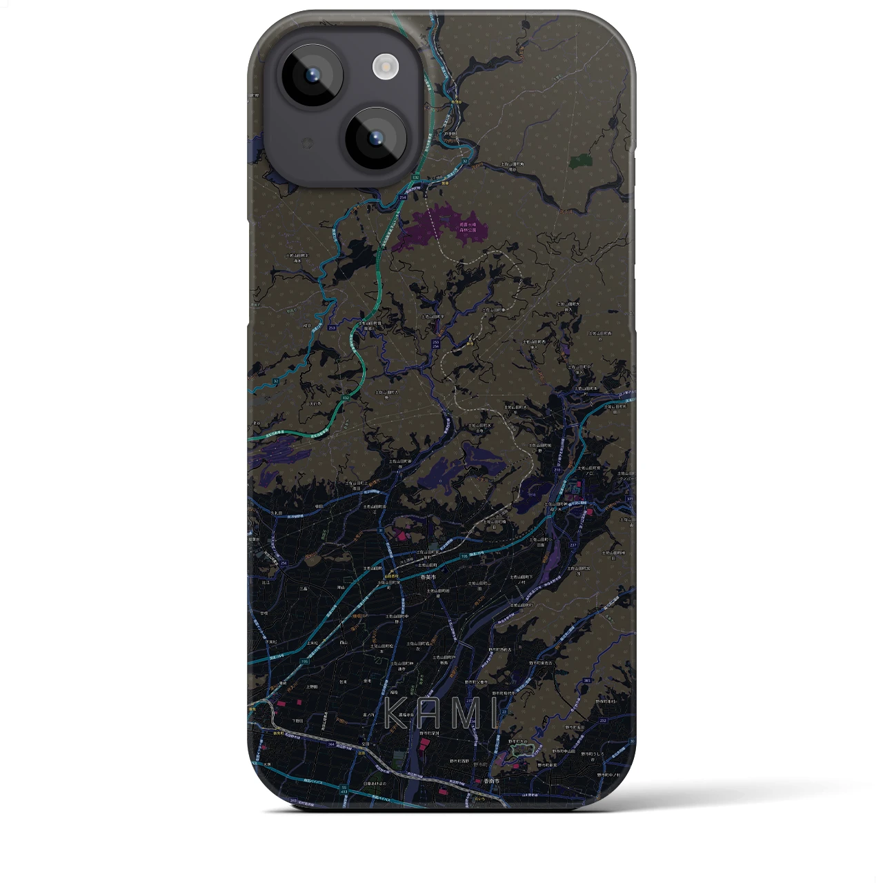 【香美(高知県)】地図柄iPhoneケース(バックカバータイプ)