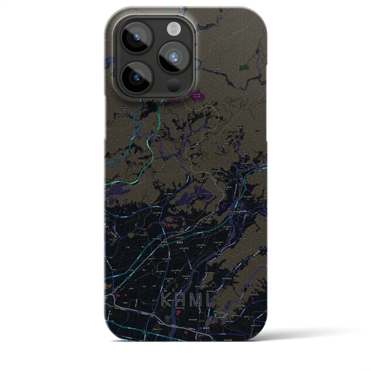 【香美(高知県)】地図柄iPhoneケース(バックカバータイプ)
