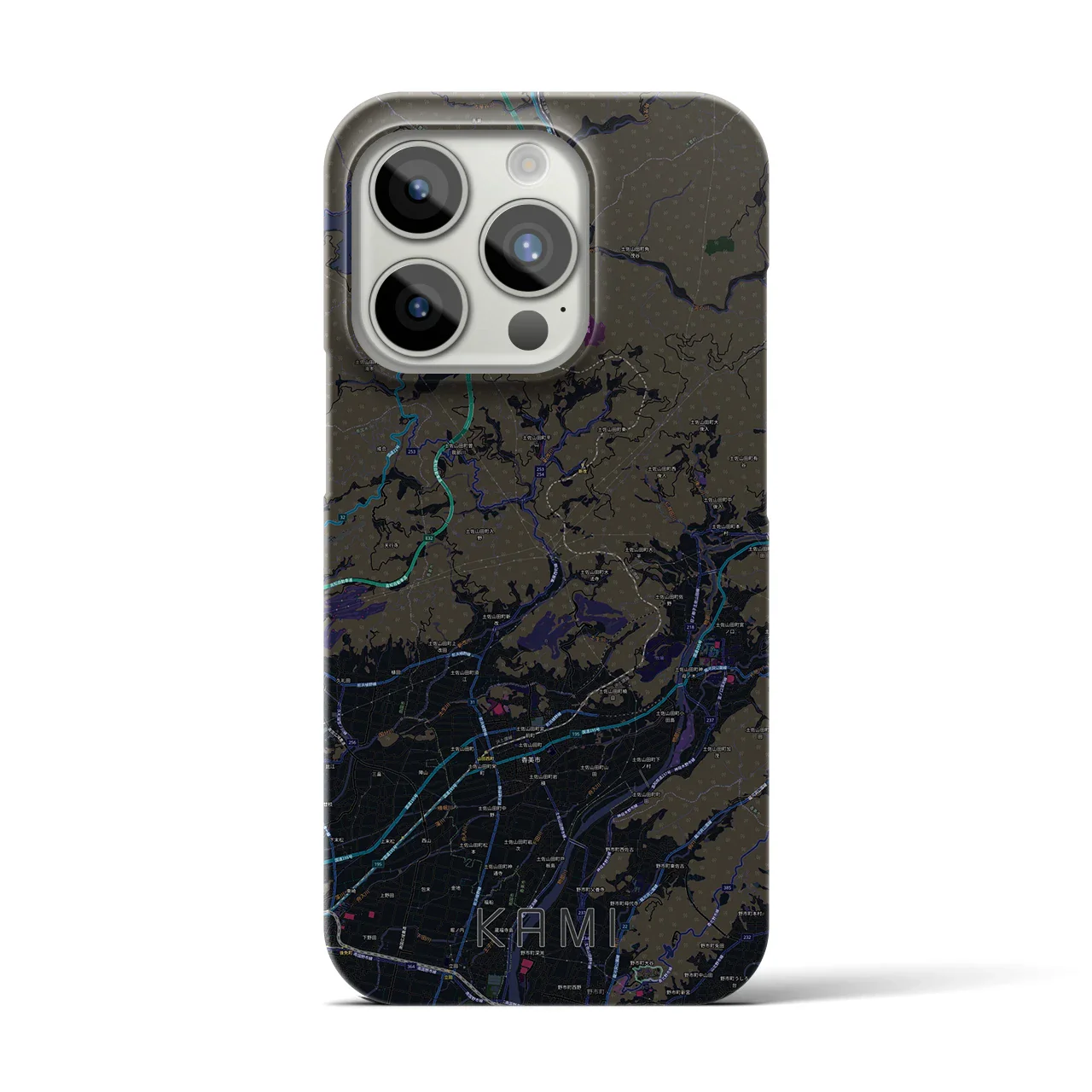 【香美(高知県)】地図柄iPhoneケース(バックカバータイプ)