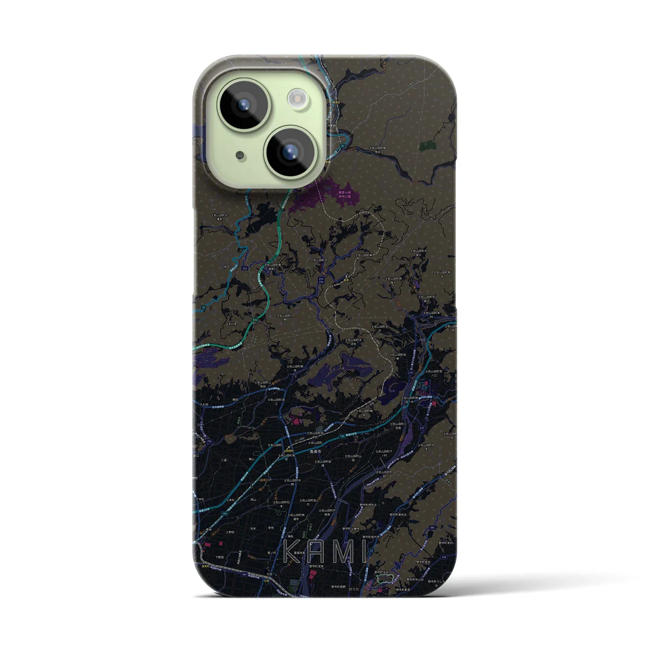 【香美(高知県)】地図柄iPhoneケース(バックカバータイプ)