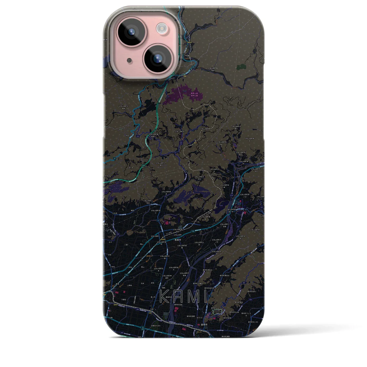 【香美(高知県)】地図柄iPhoneケース(バックカバータイプ)