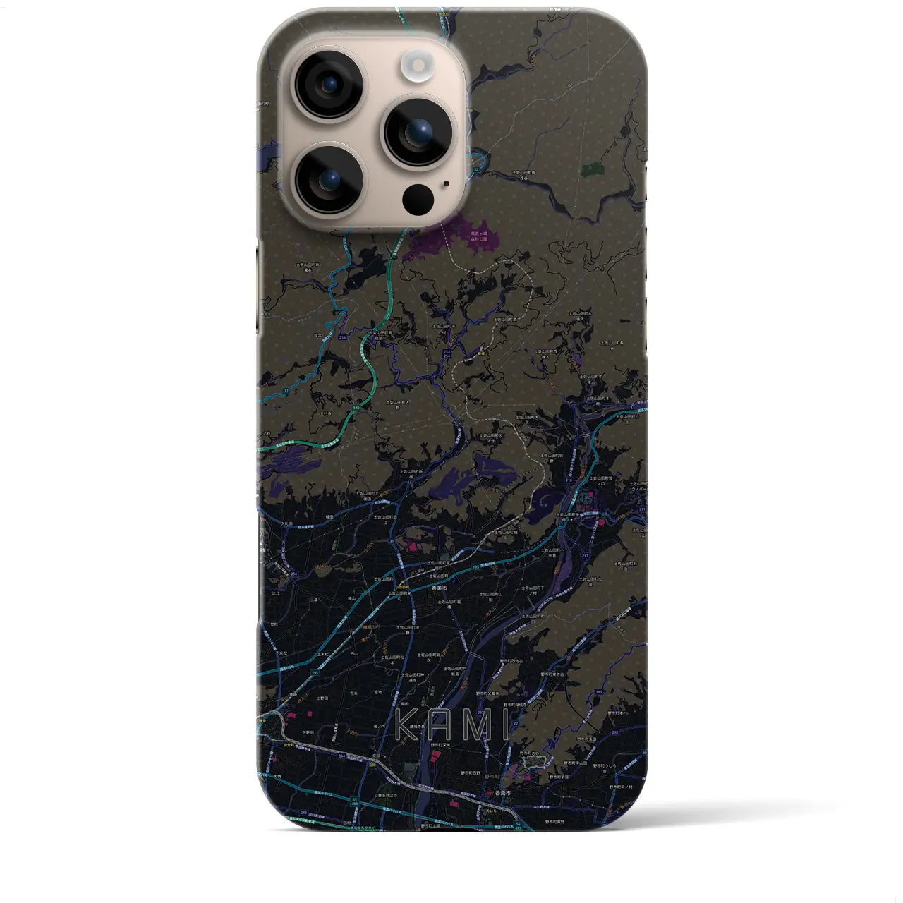 【香美(高知県)】地図柄iPhoneケース(バックカバータイプ)