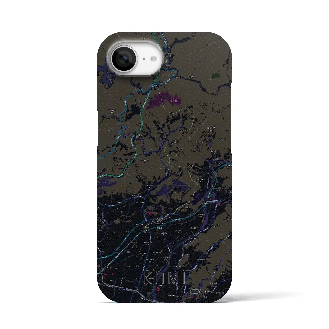 【香美(高知県)】地図柄iPhoneケース(バックカバータイプ)