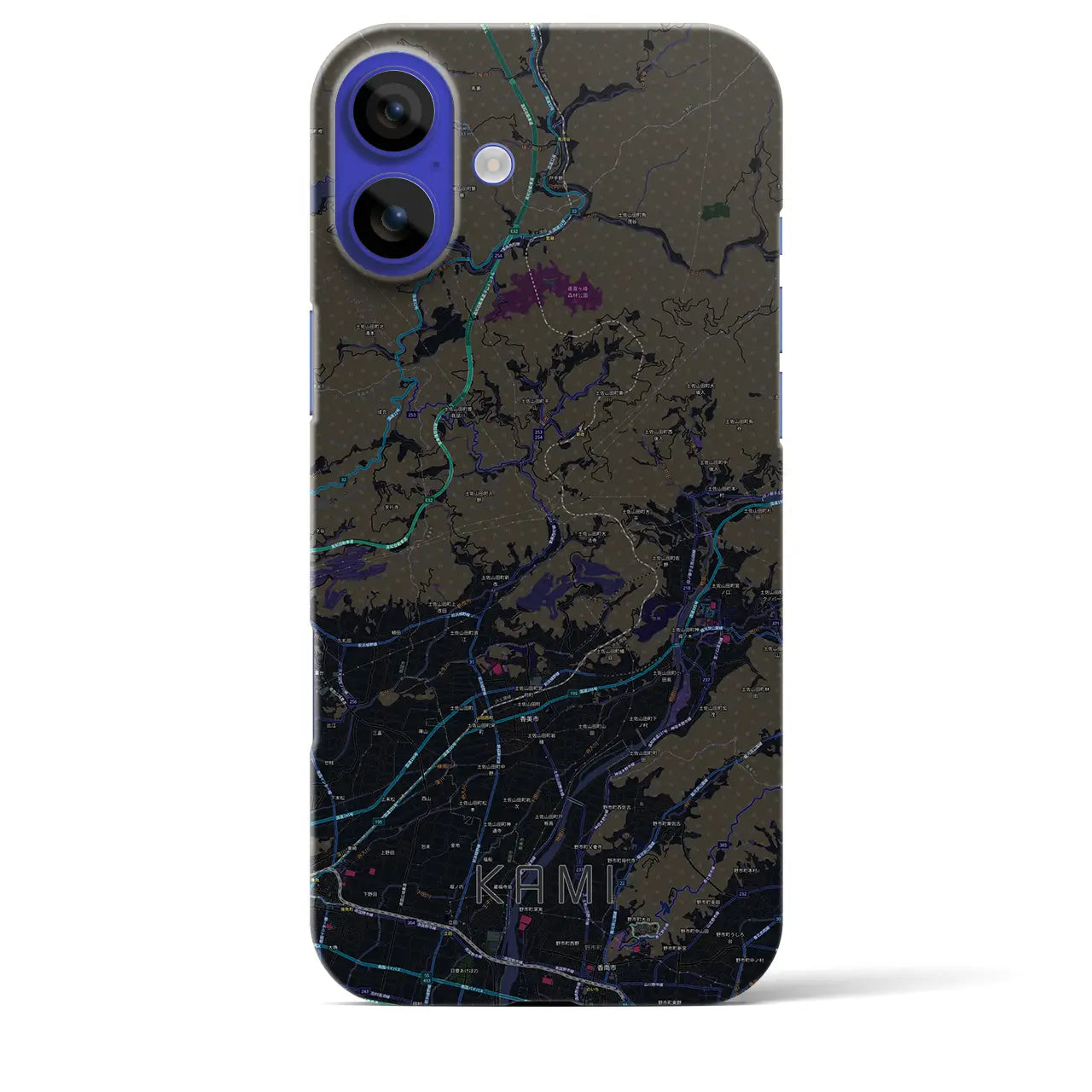 【香美(高知県)】地図柄iPhoneケース(バックカバータイプ)