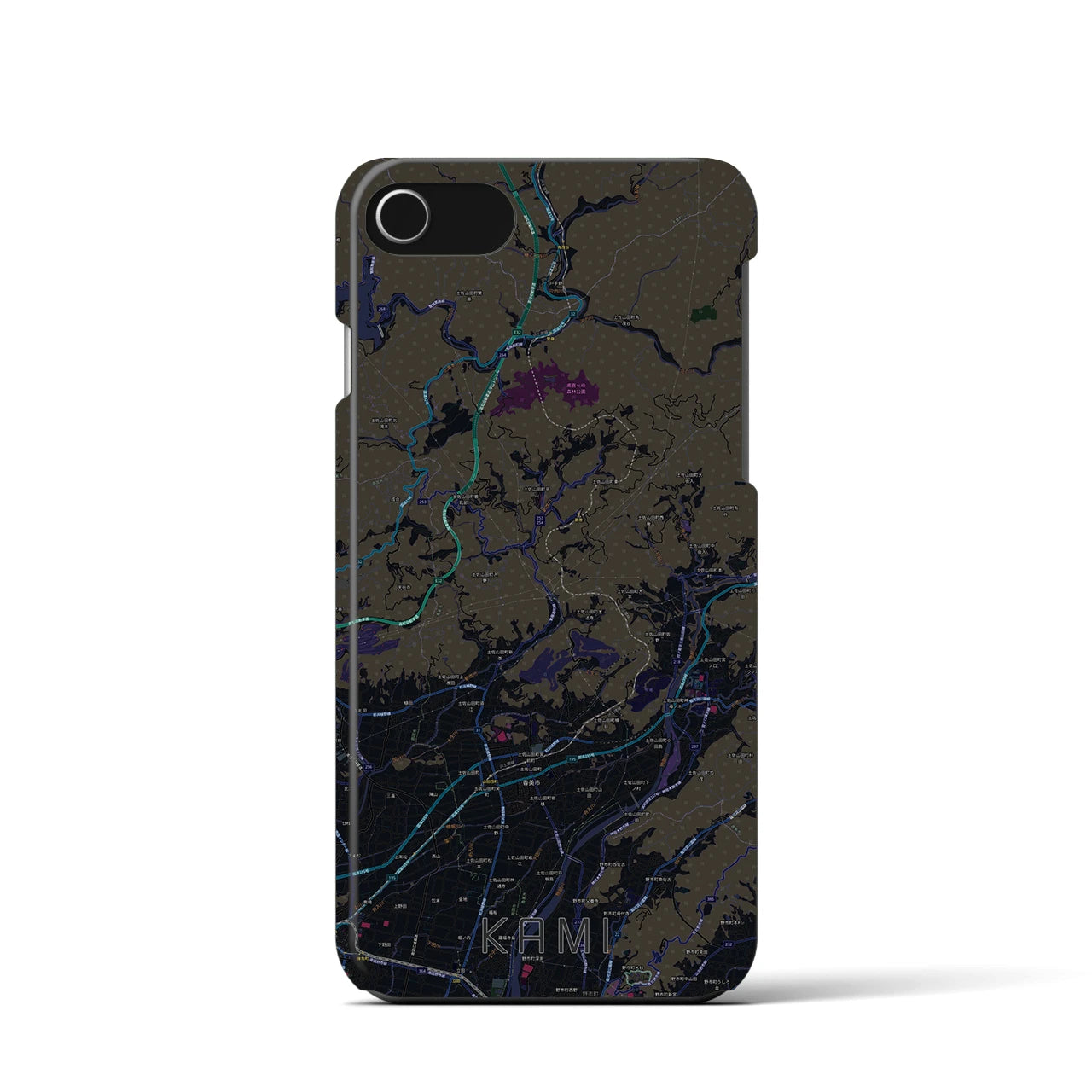 【香美(高知県)】地図柄iPhoneケース(バックカバータイプ)