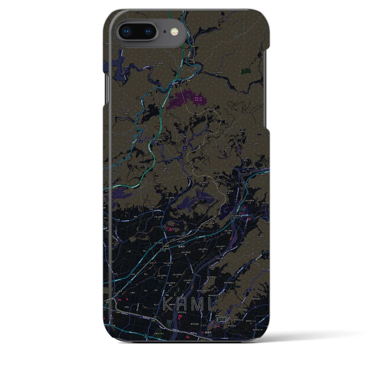 【香美(高知県)】地図柄iPhoneケース(バックカバータイプ)