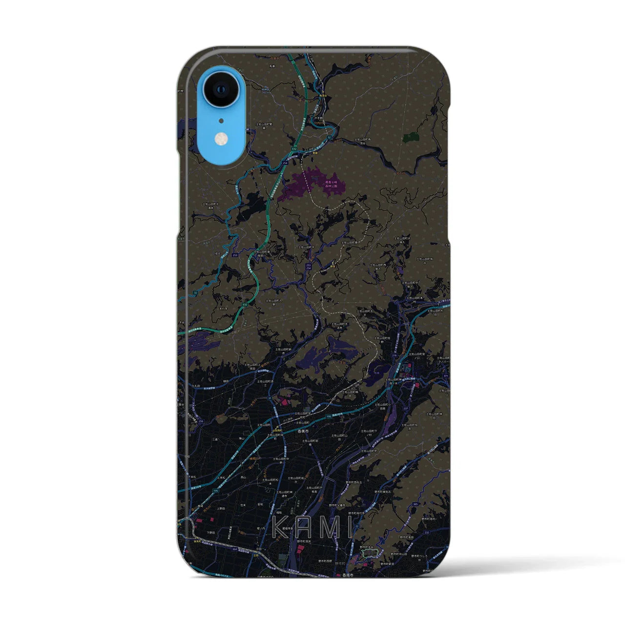 【香美(高知県)】地図柄iPhoneケース(バックカバータイプ)