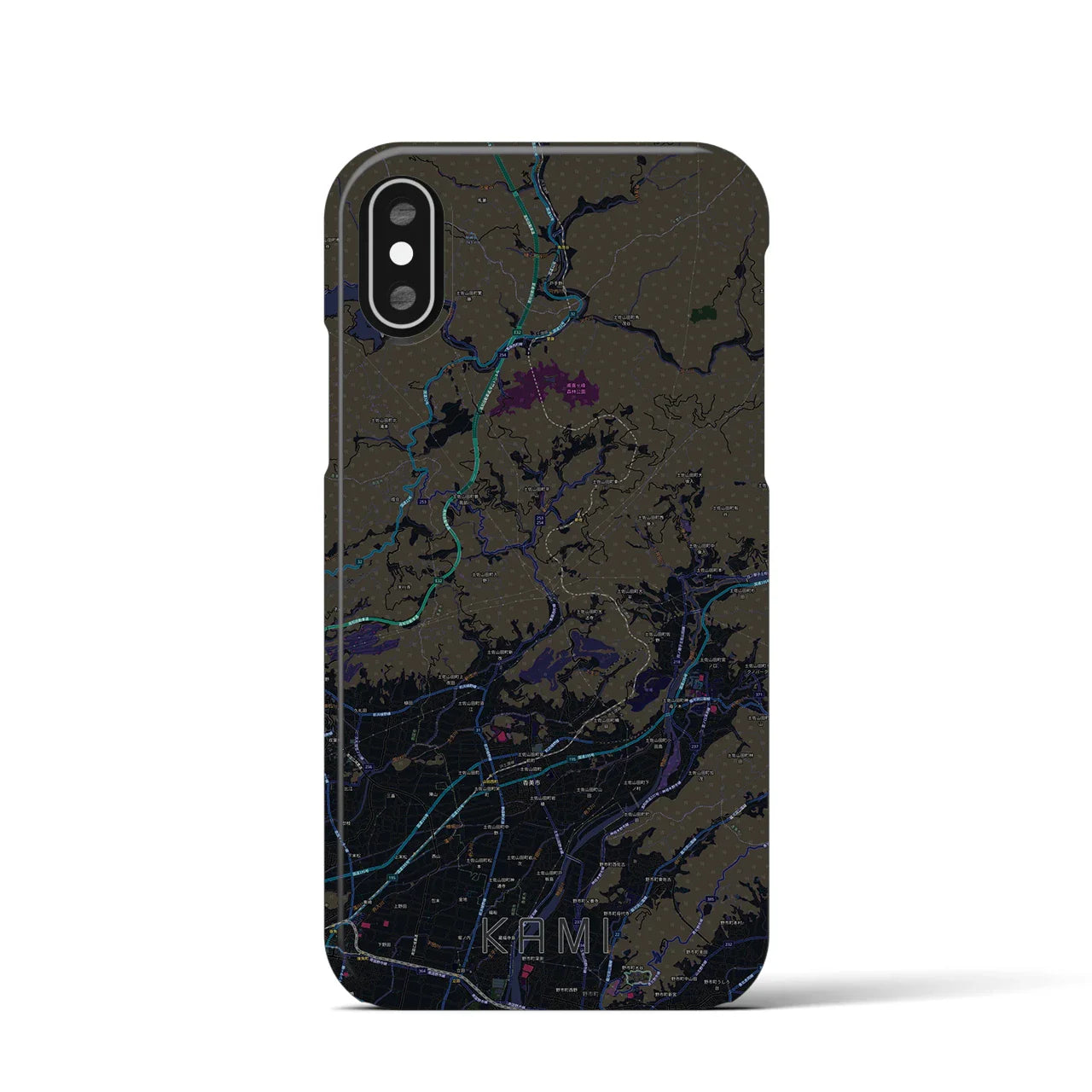 【香美(高知県)】地図柄iPhoneケース(バックカバータイプ)