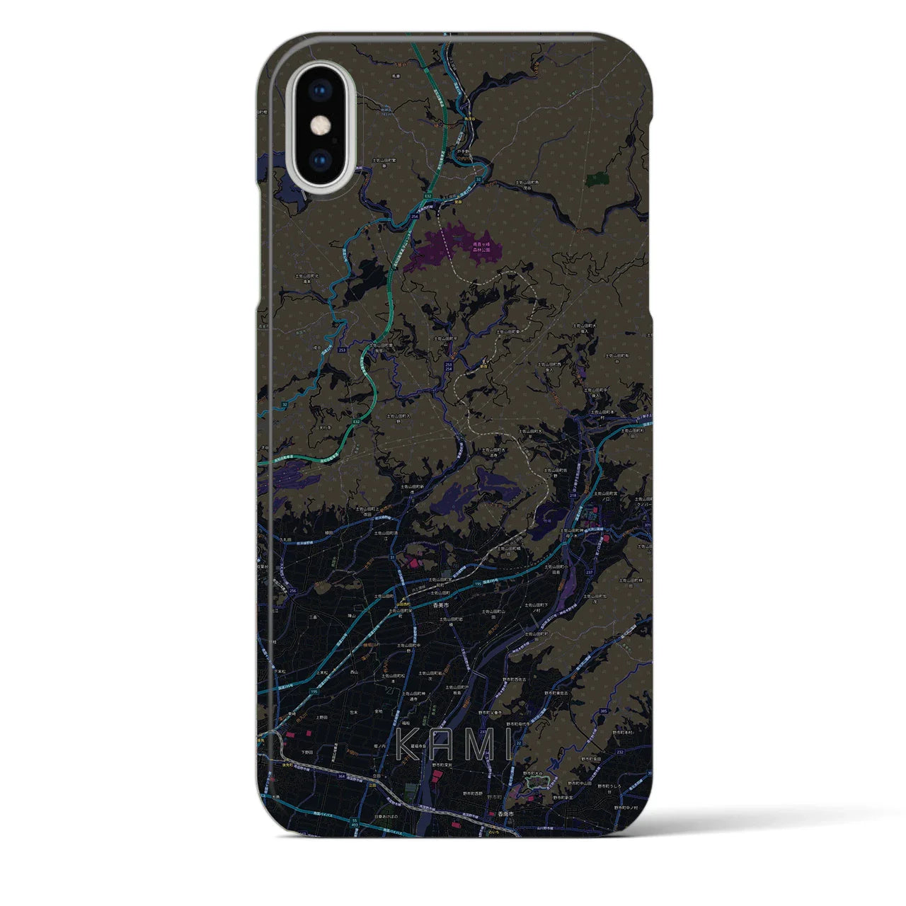 【香美(高知県)】地図柄iPhoneケース(バックカバータイプ)