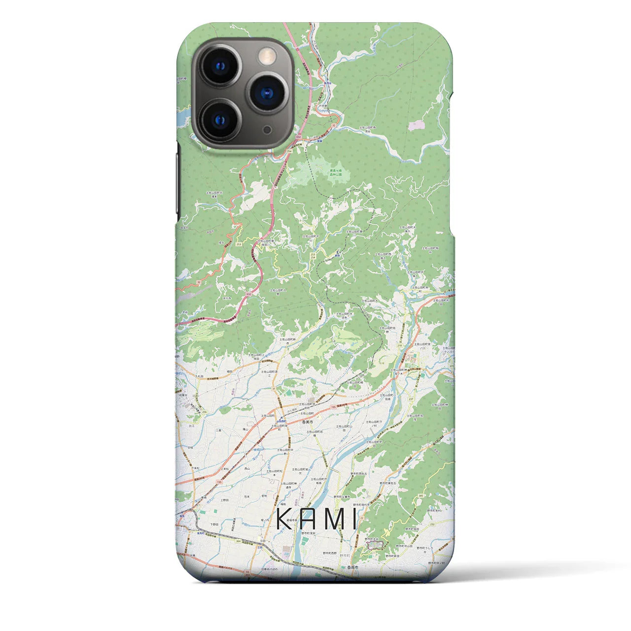 【香美(高知県)】地図柄iPhoneケース(バックカバータイプ)