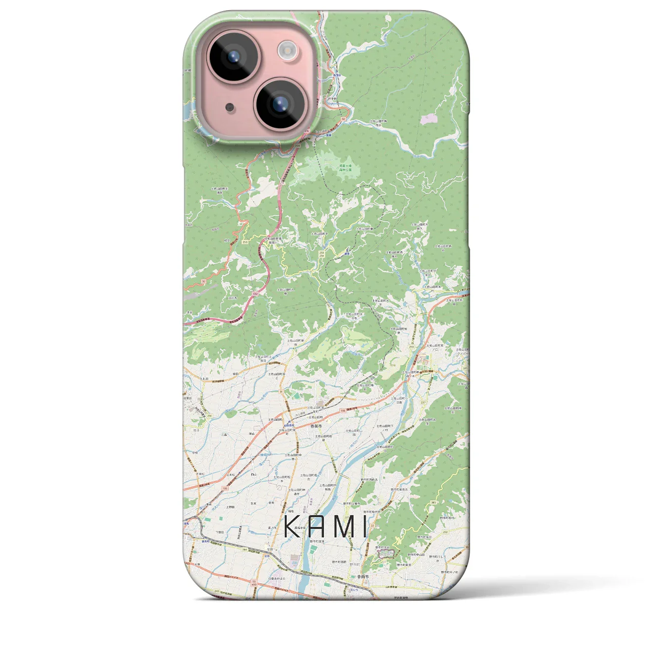 【香美(高知県)】地図柄iPhoneケース(バックカバータイプ)