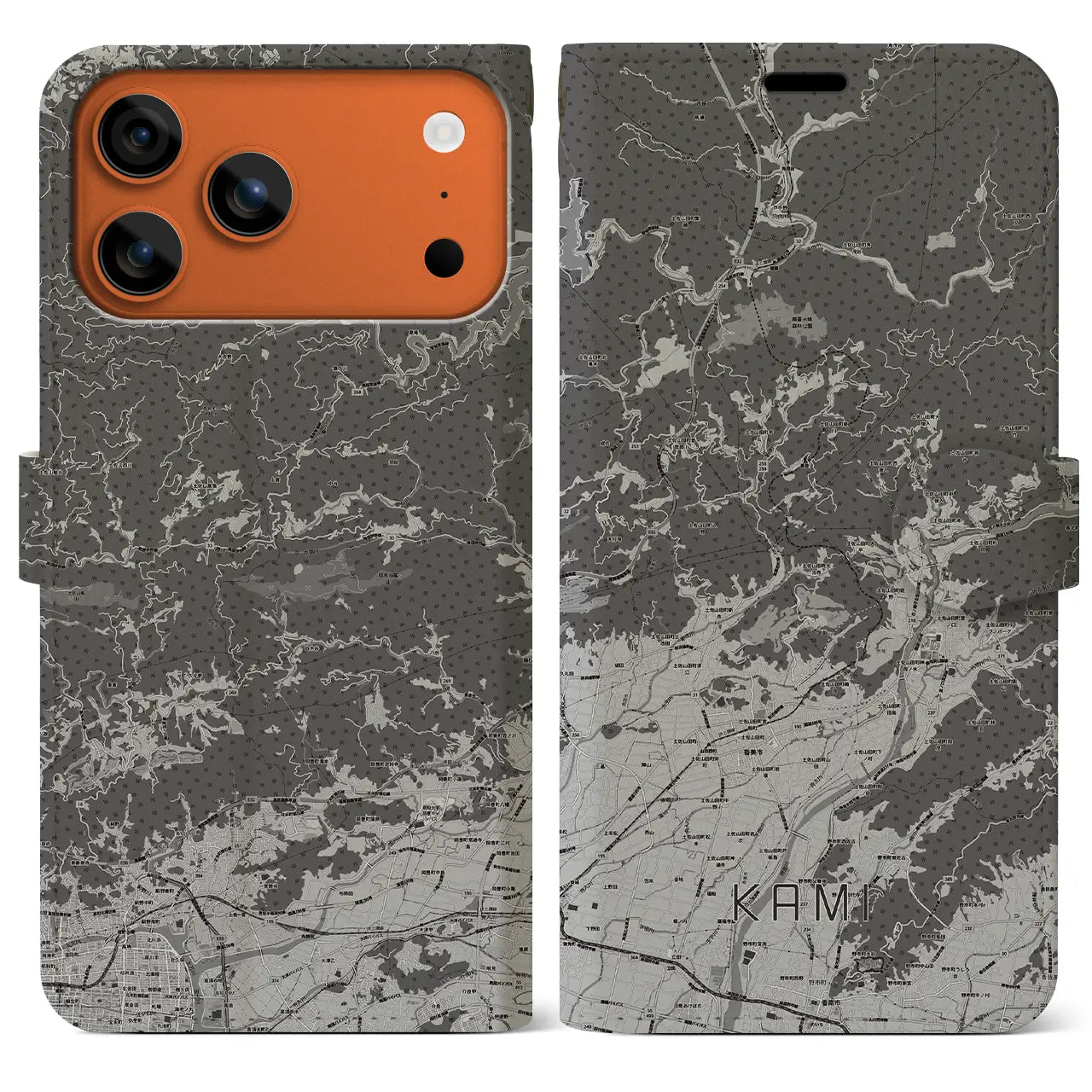 【香美(高知県)】地図柄iPhoneケース(手帳タイプ)