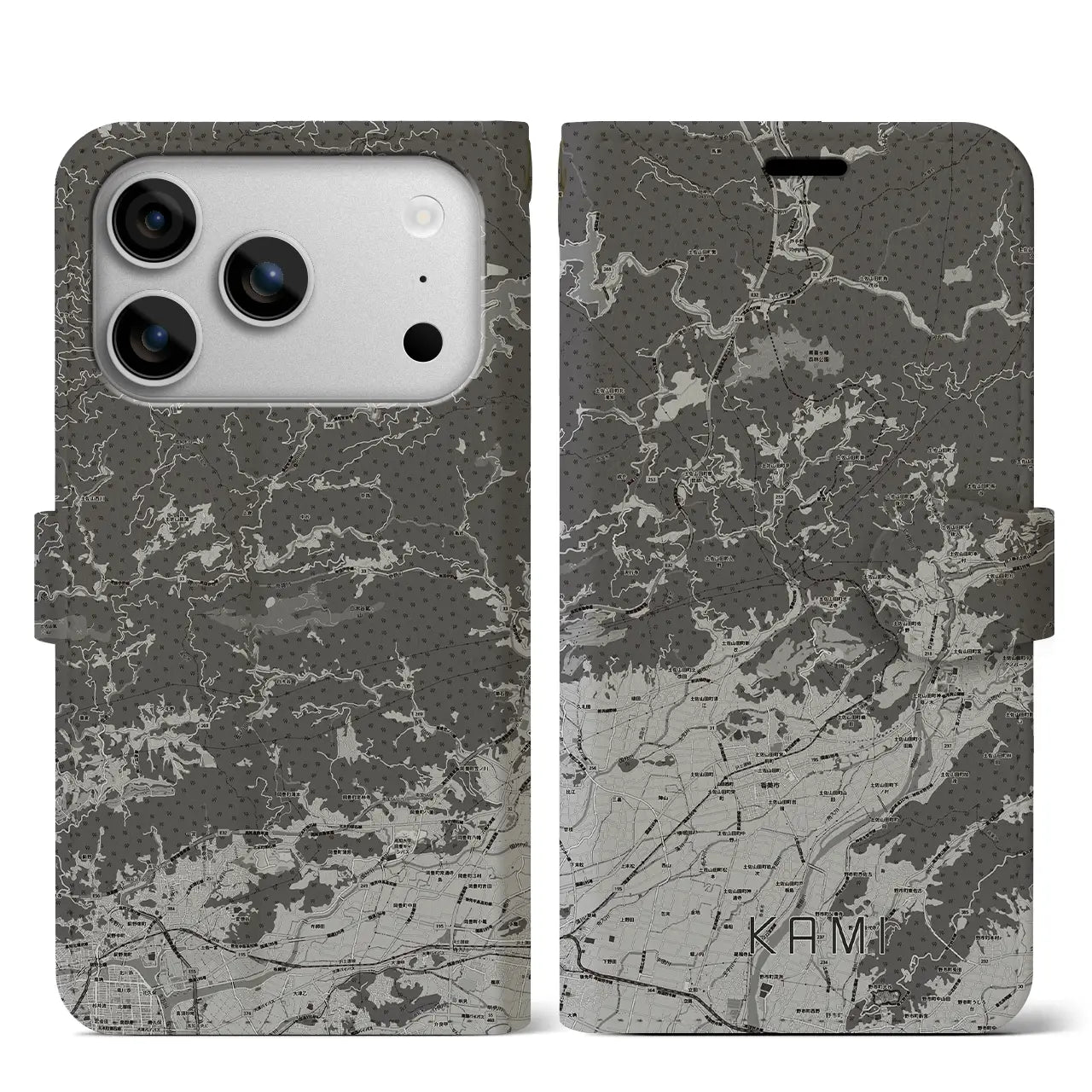 【香美(高知県)】地図柄iPhoneケース(手帳タイプ)