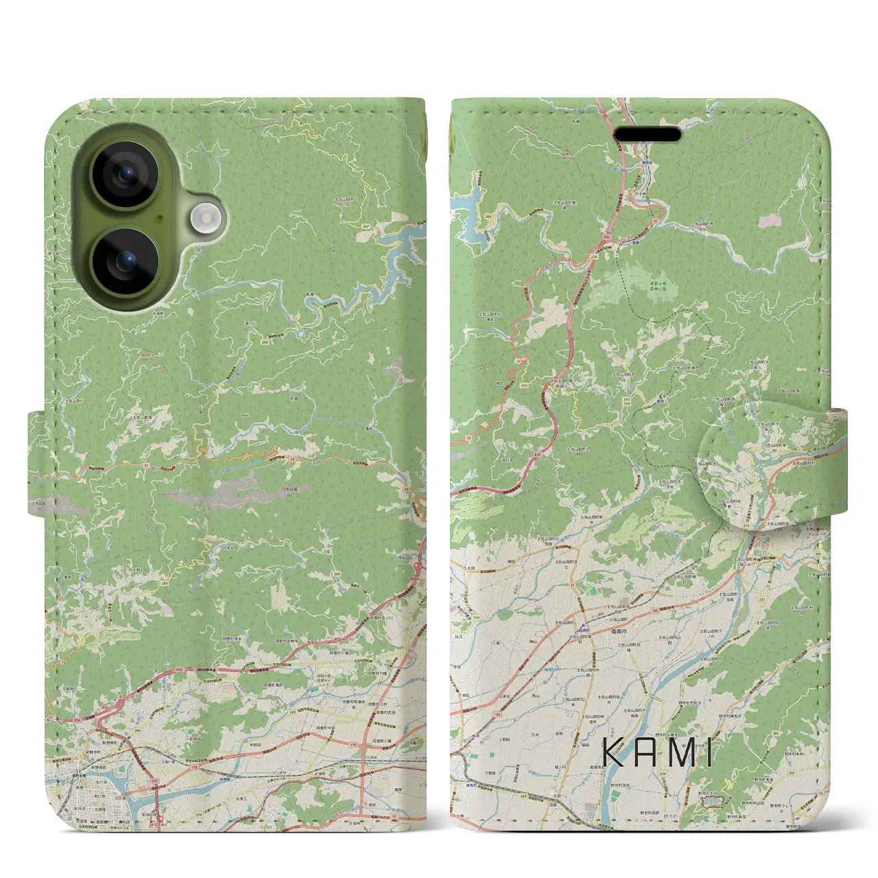 【香美(高知県)】地図柄iPhoneケース(手帳タイプ)