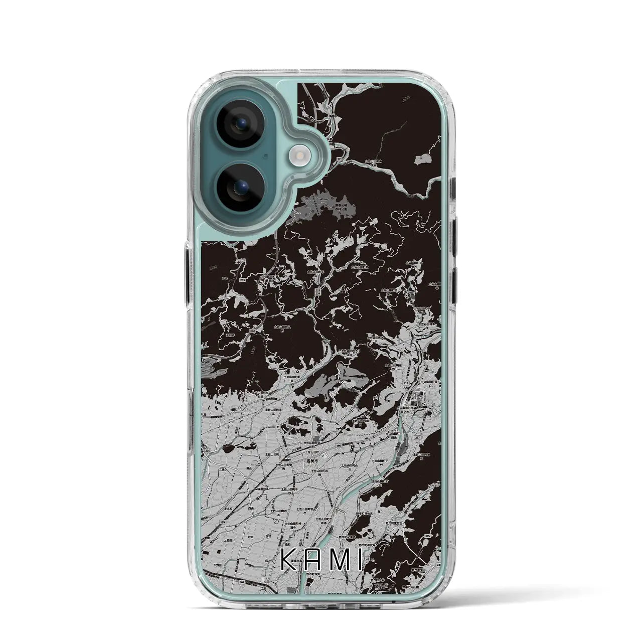 【香美(高知県)】地図柄iPhoneケース(MagSafeタイプ)モノトーン・iPhone 16 Pro 用