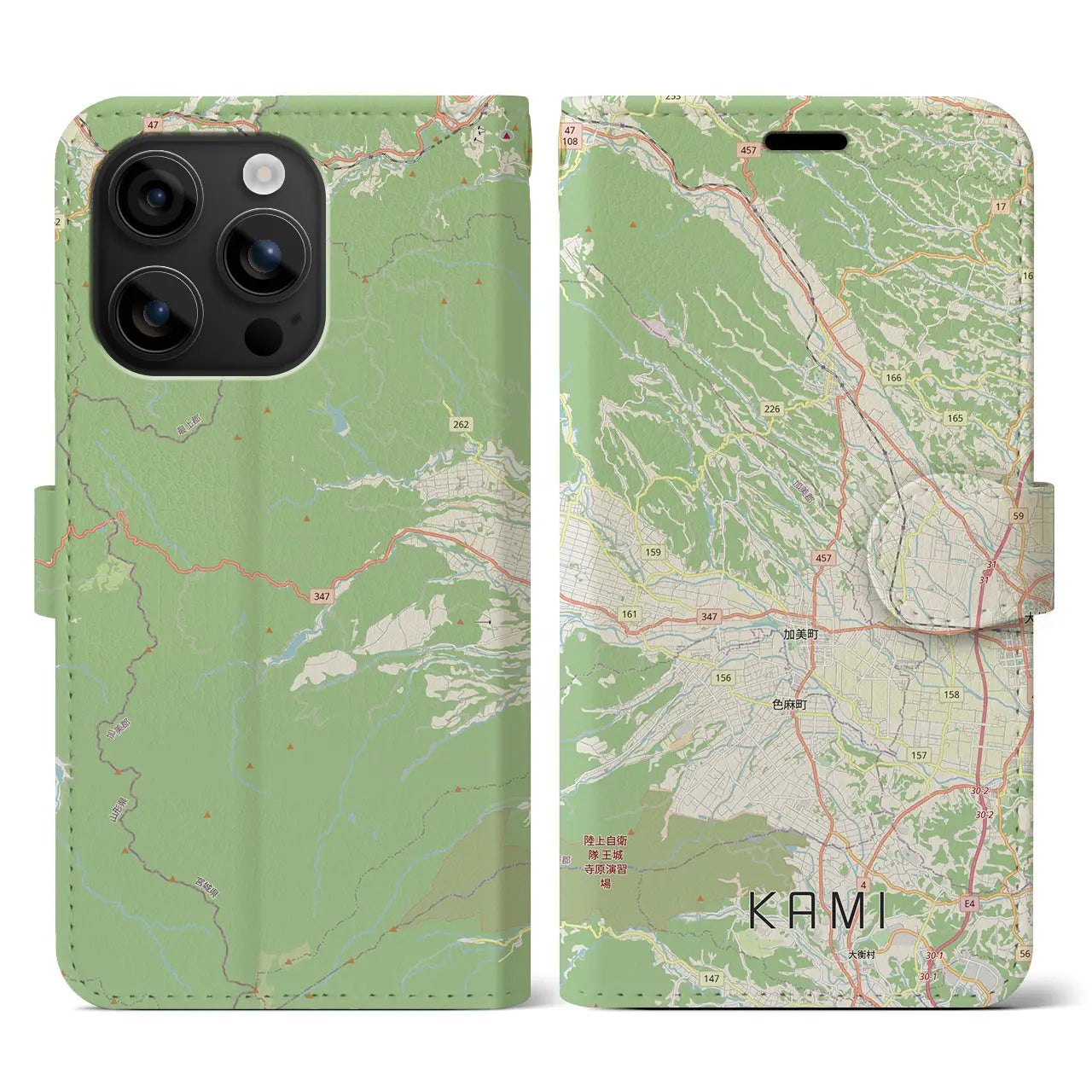 【加美(宮城県)】地図柄iPhoneケース(手帳タイプ)ナチュラル・iPhone 16 用