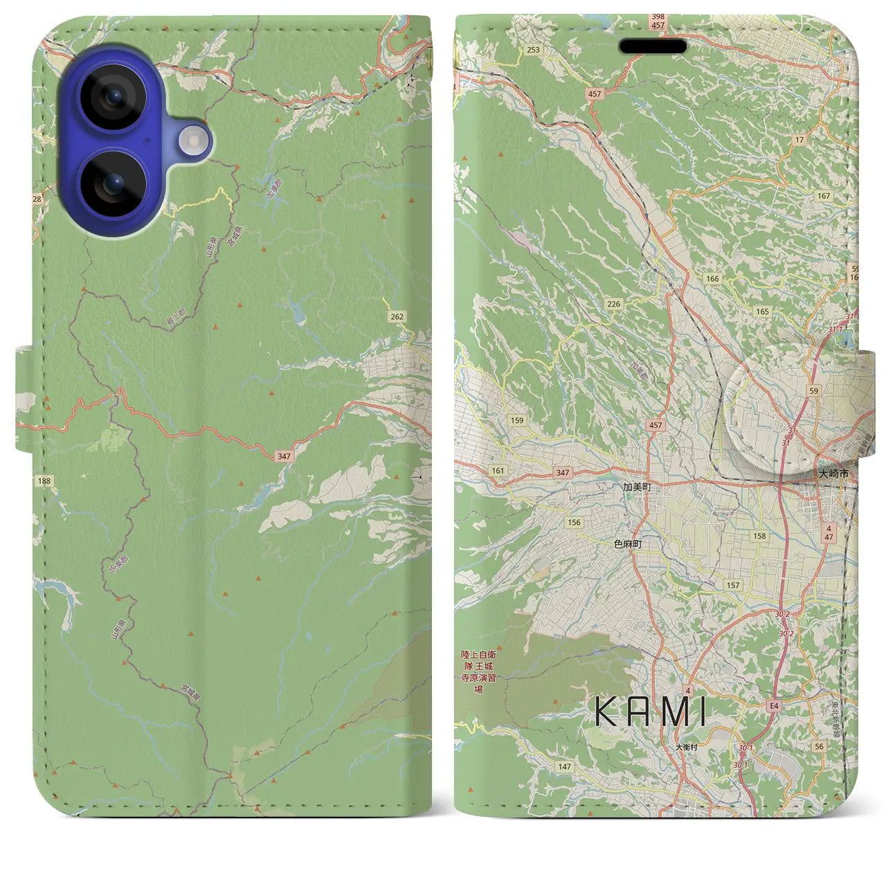 【加美(宮城県)】地図柄iPhoneケース(手帳タイプ)ナチュラル・iPhone 16 Pro Max 用