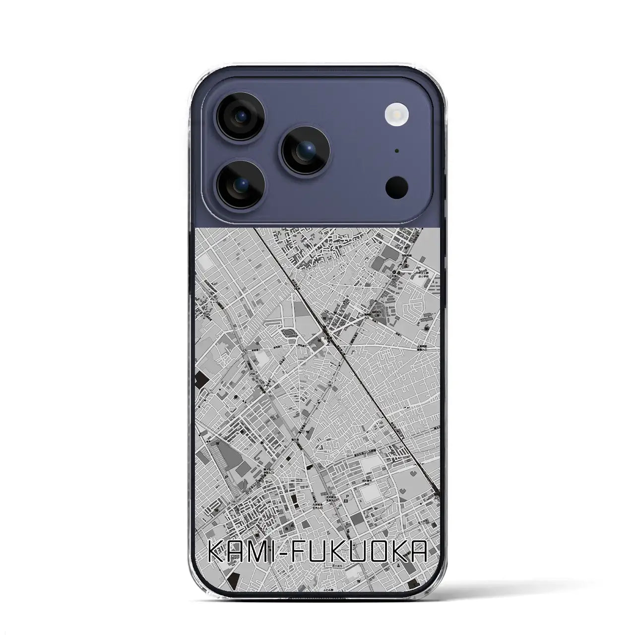 【上福岡(埼玉県)】地図柄iPhoneケース(クリアタイプ)モノトーン・iPhone 17 Pro Max 用