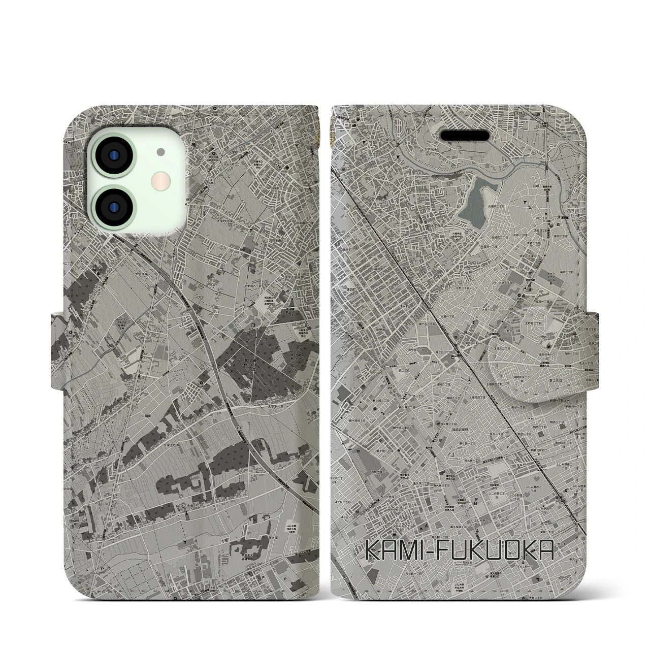 【上福岡(埼玉県)】地図柄iPhoneケース(手帳タイプ)