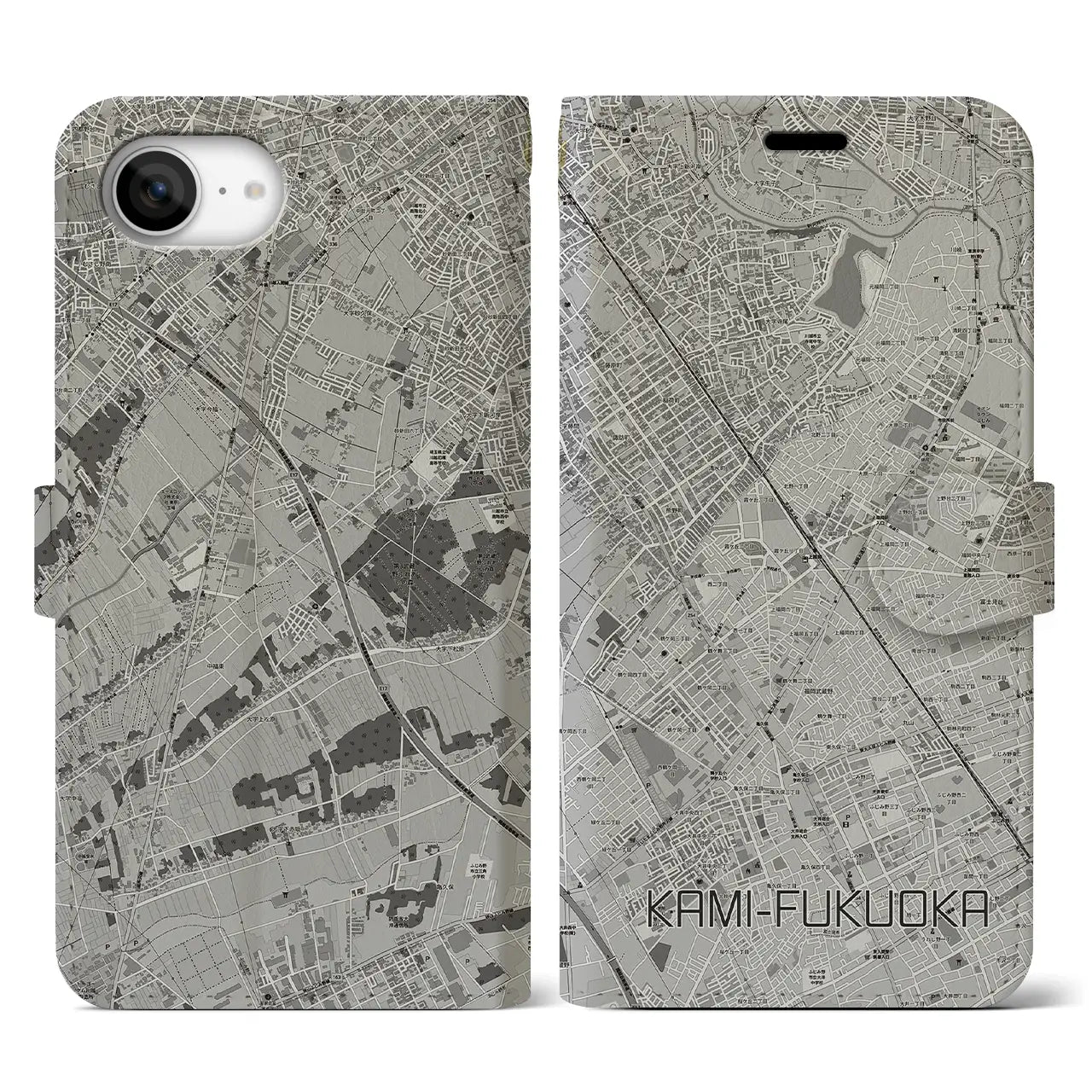 【上福岡(埼玉県)】地図柄iPhoneケース(手帳タイプ)