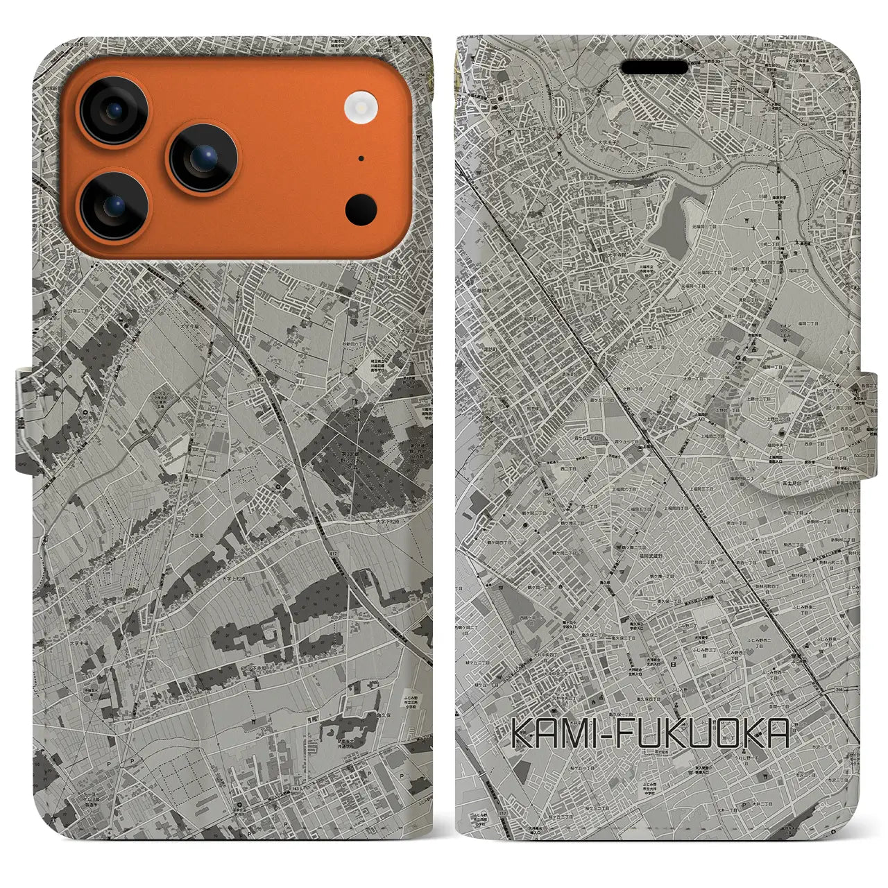 【上福岡(埼玉県)】地図柄iPhoneケース(手帳タイプ)