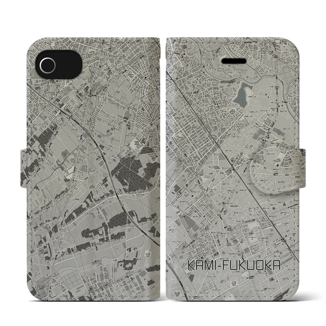 【上福岡(埼玉県)】地図柄iPhoneケース(手帳タイプ)