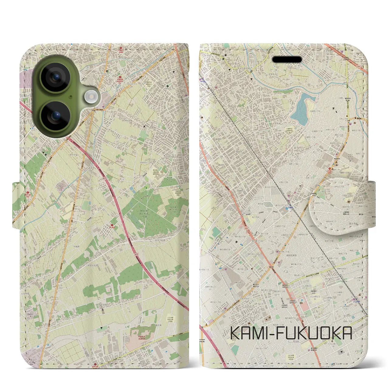 【上福岡(埼玉県)】地図柄iPhoneケース(手帳タイプ)