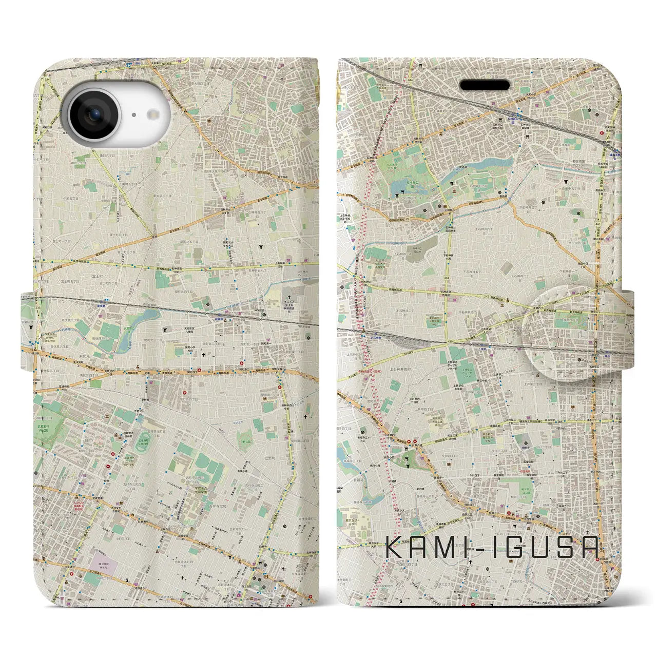 【上井草(東京都)】地図柄iPhoneケース(手帳タイプ)