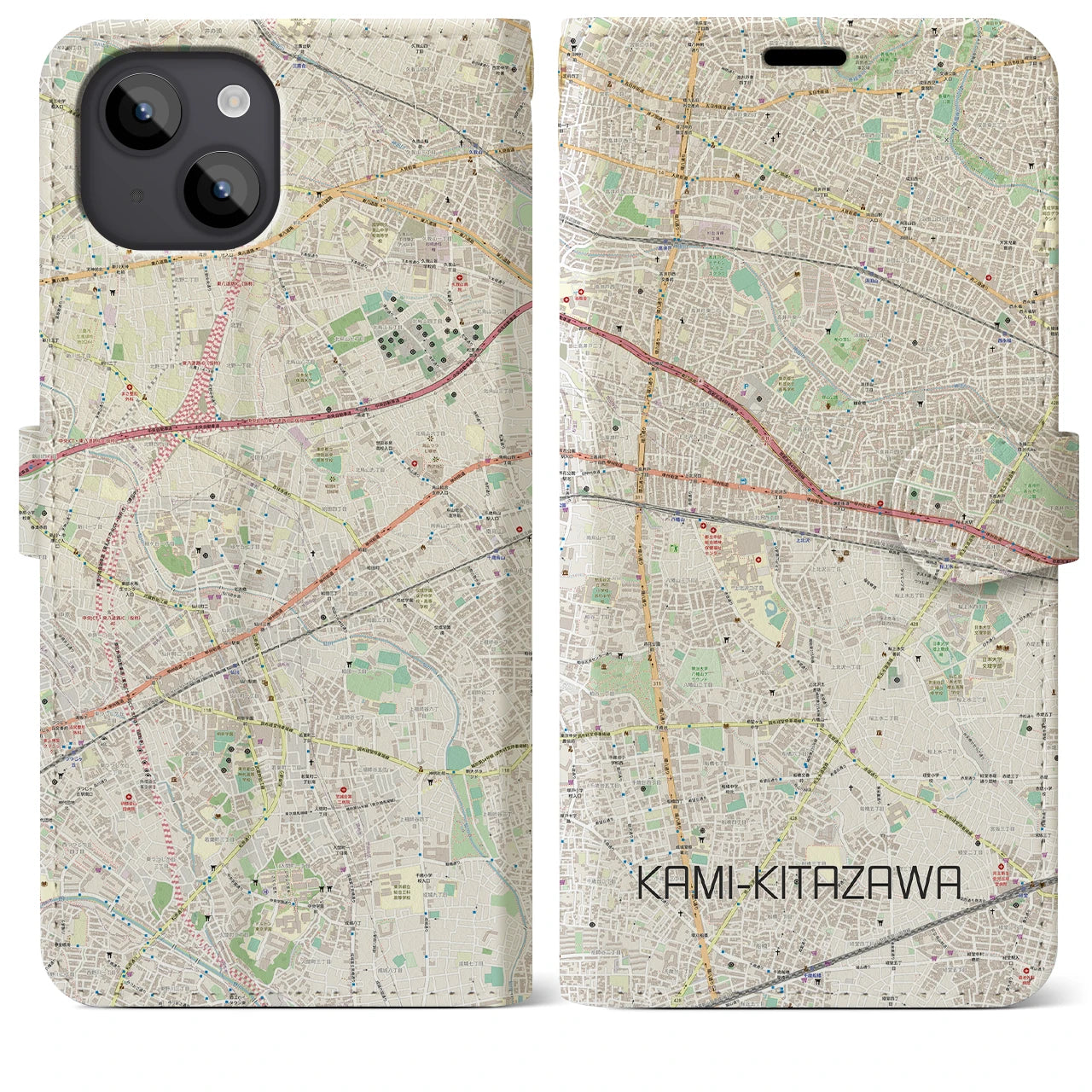 【上北沢(東京都)】地図柄iPhoneケース(手帳タイプ)