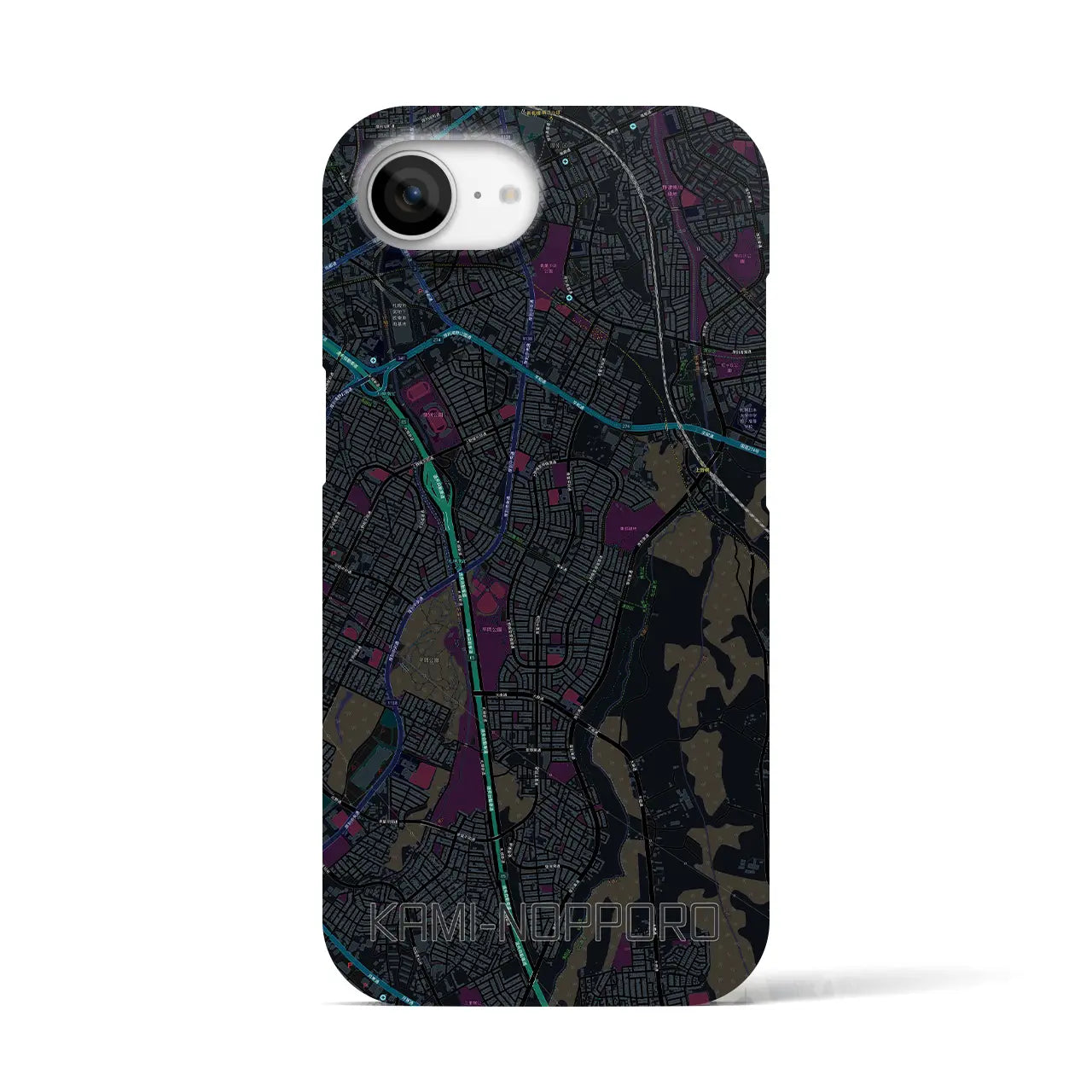 【上野幌(北海道)】地図柄iPhoneケース(バックカバータイプ)