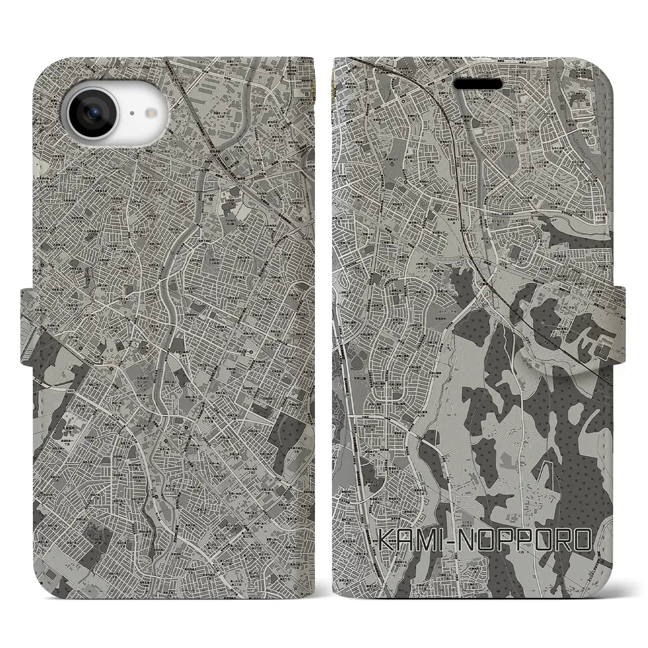 【上野幌(北海道)】地図柄iPhoneケース(手帳タイプ)