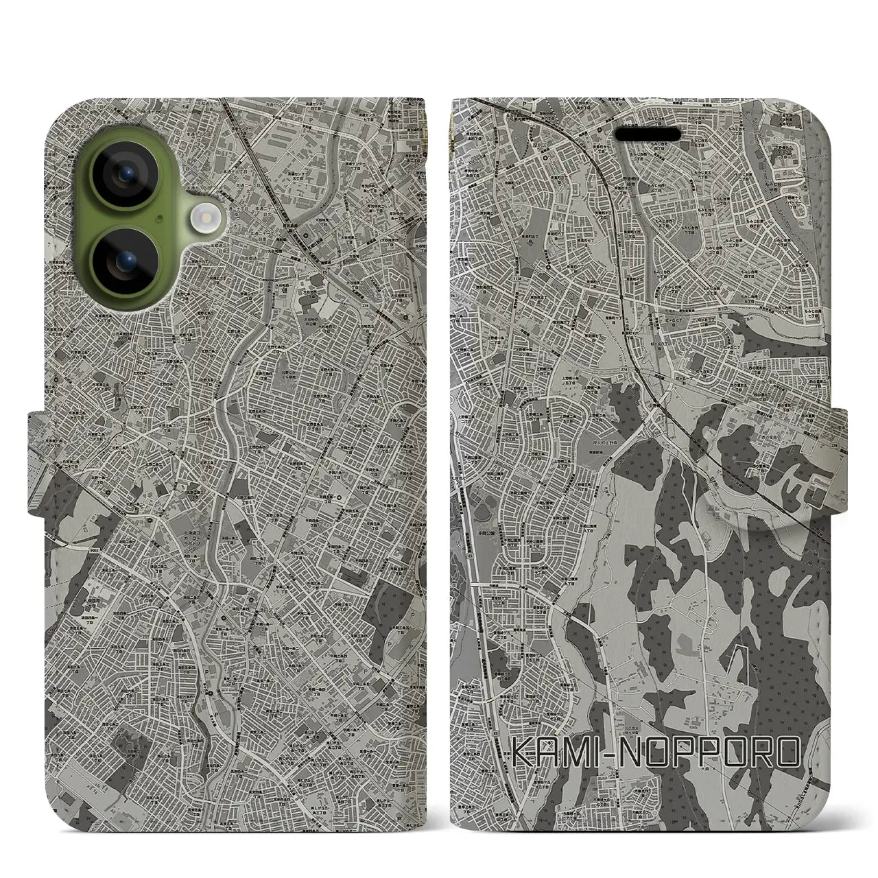 【上野幌(北海道)】地図柄iPhoneケース(手帳タイプ)