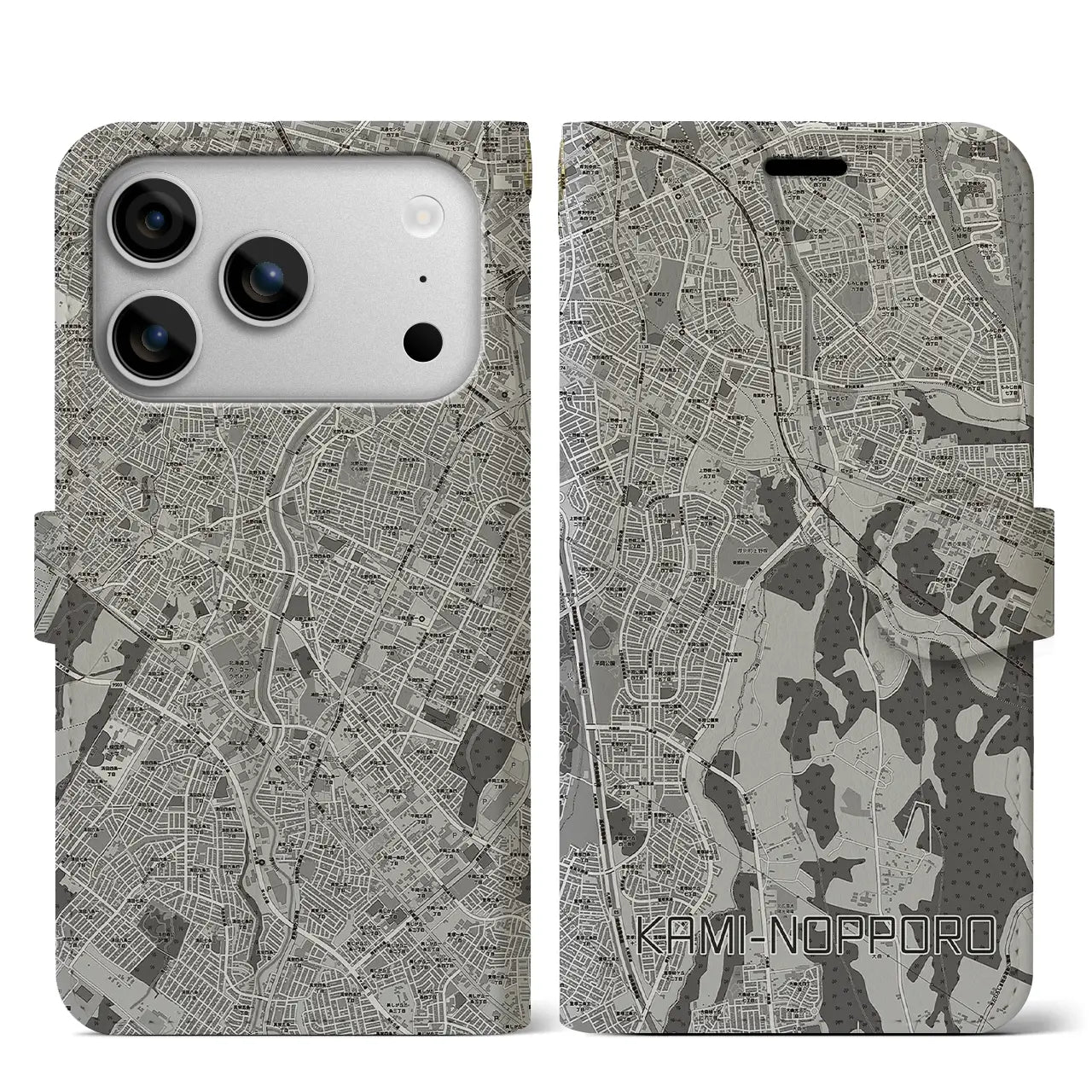 【上野幌(北海道)】地図柄iPhoneケース(手帳タイプ)