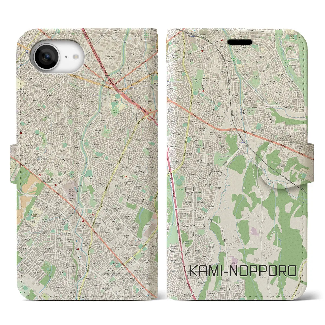 【上野幌(北海道)】地図柄iPhoneケース(手帳タイプ)