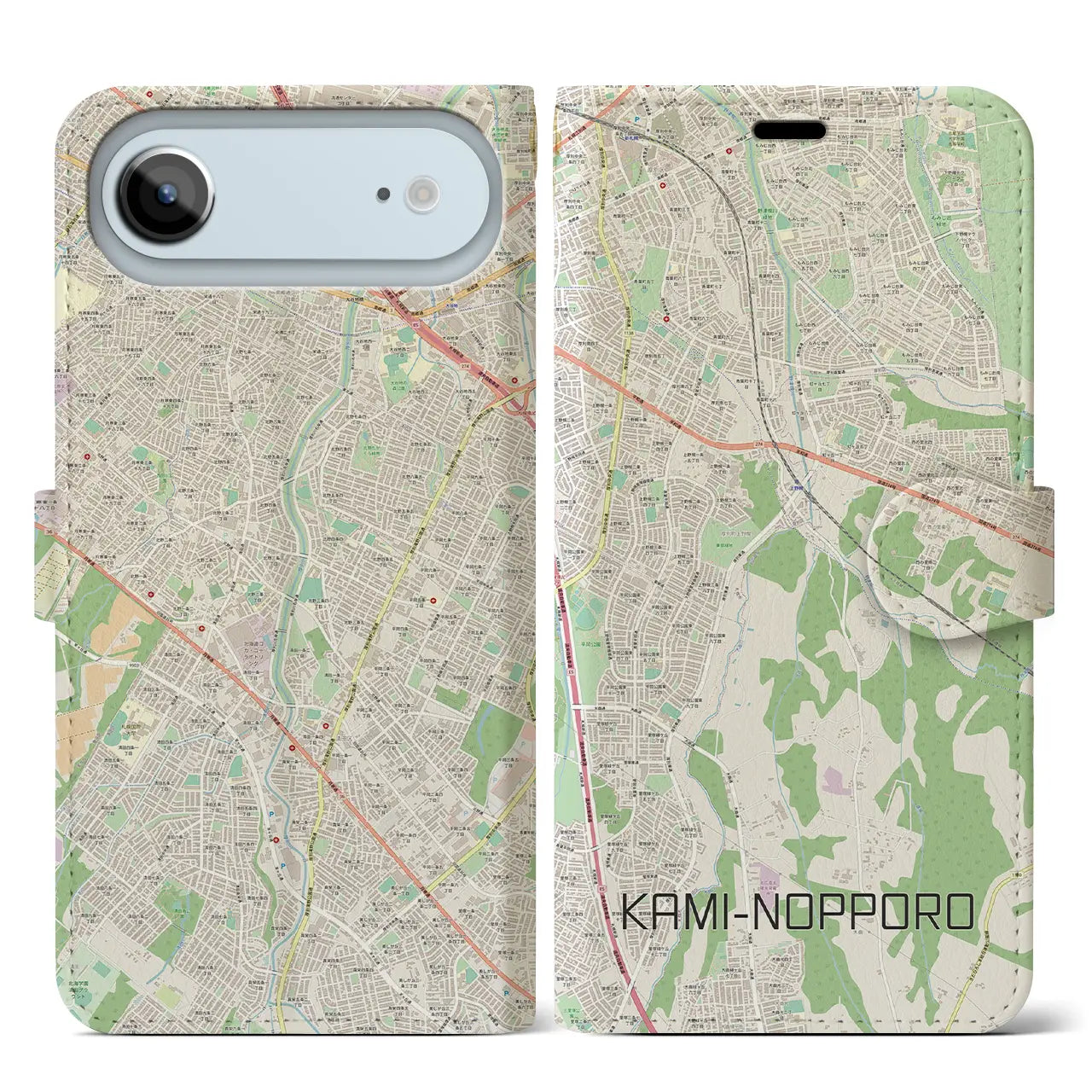 【上野幌(北海道)】地図柄iPhoneケース(手帳タイプ)