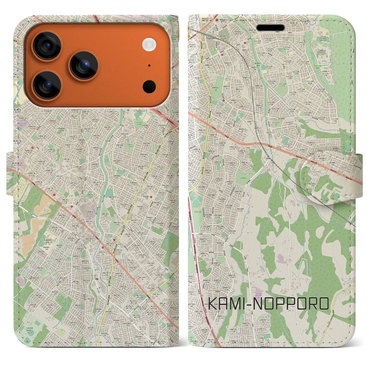 【上野幌(北海道)】地図柄iPhoneケース(手帳タイプ)