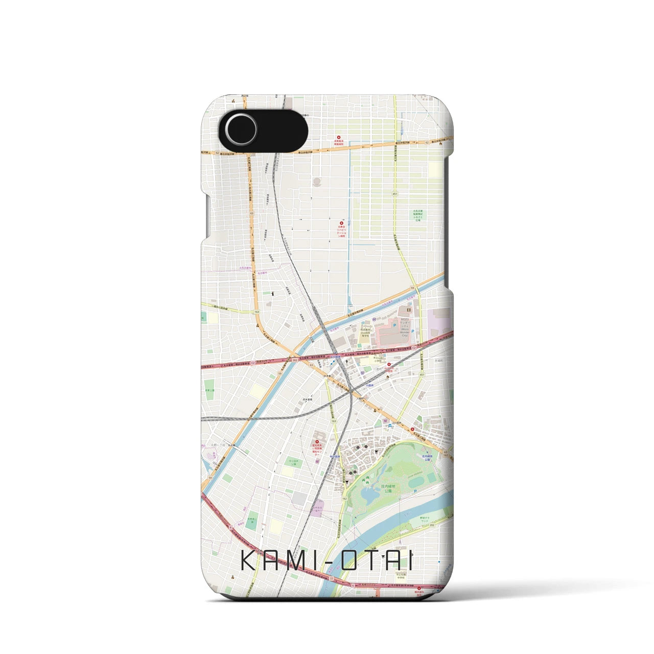 【上小田井(愛知県)】地図柄iPhoneケース(バックカバータイプ)