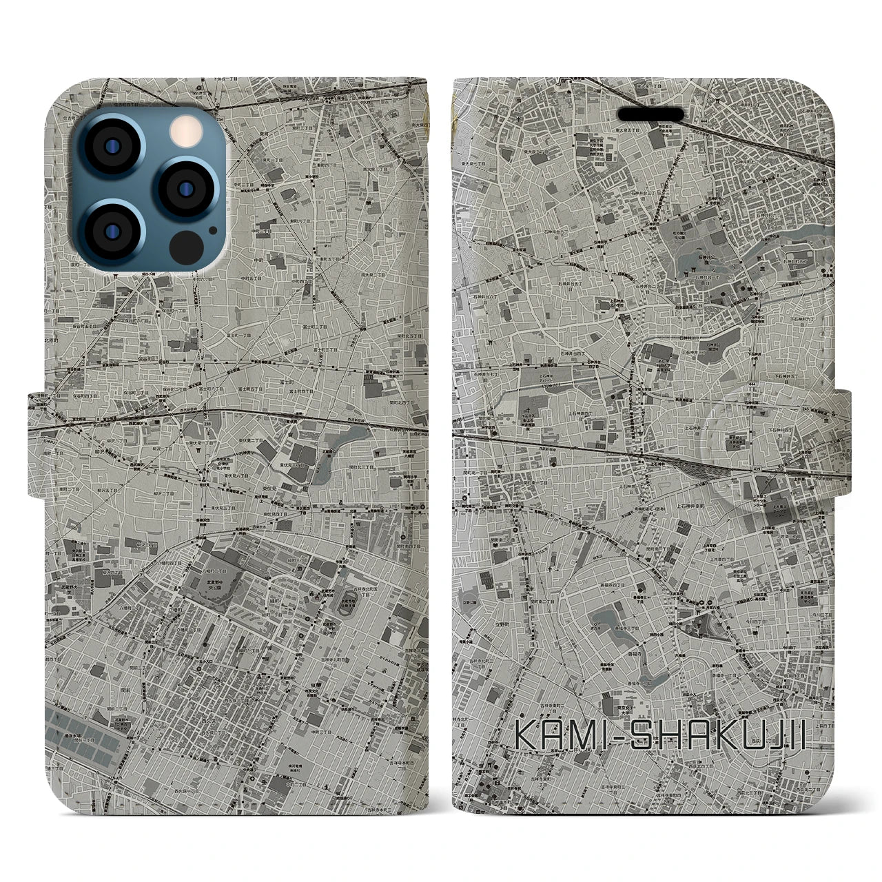 【上石神井(東京都)】地図柄iPhoneケース(手帳タイプ)