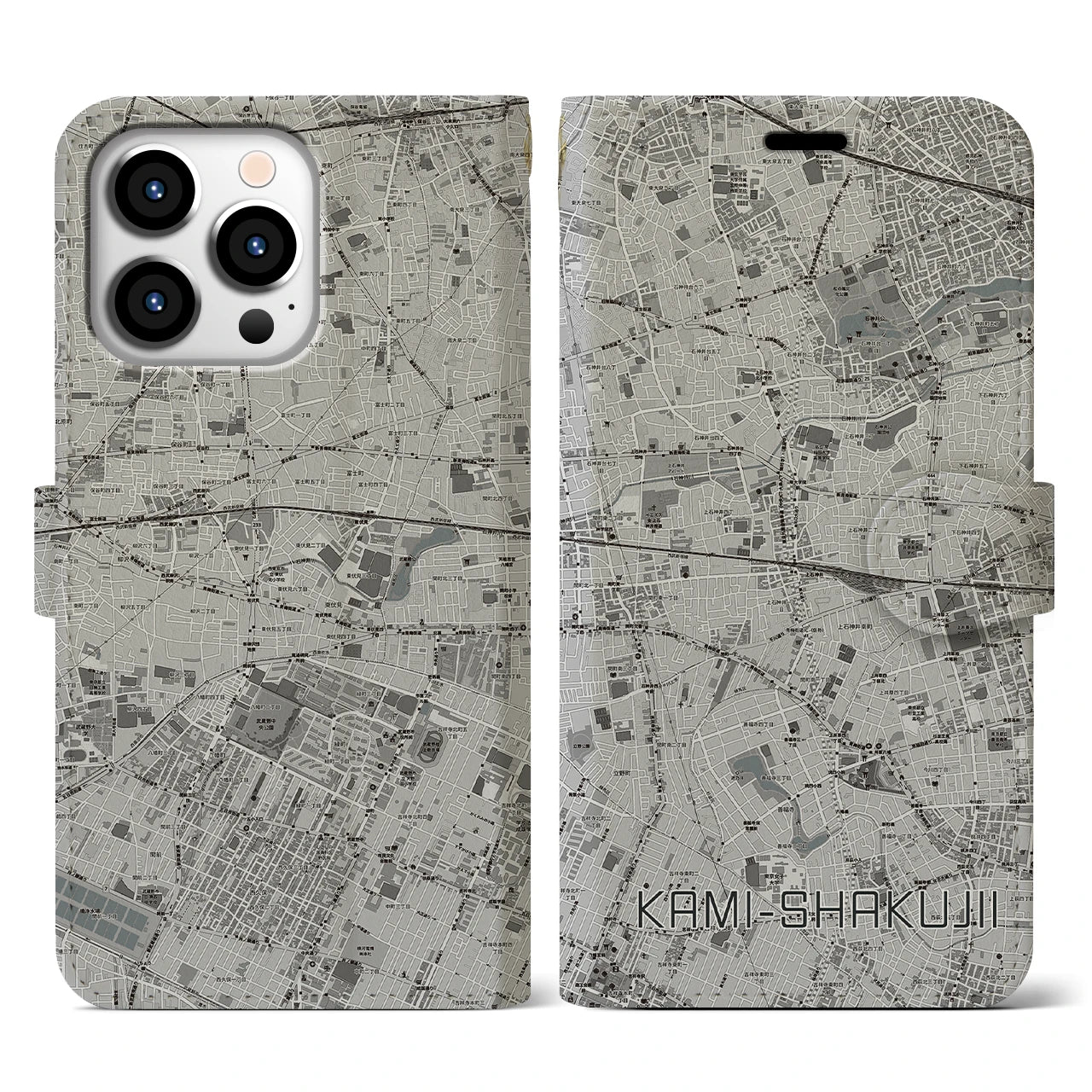 【上石神井(東京都)】地図柄iPhoneケース(手帳タイプ)