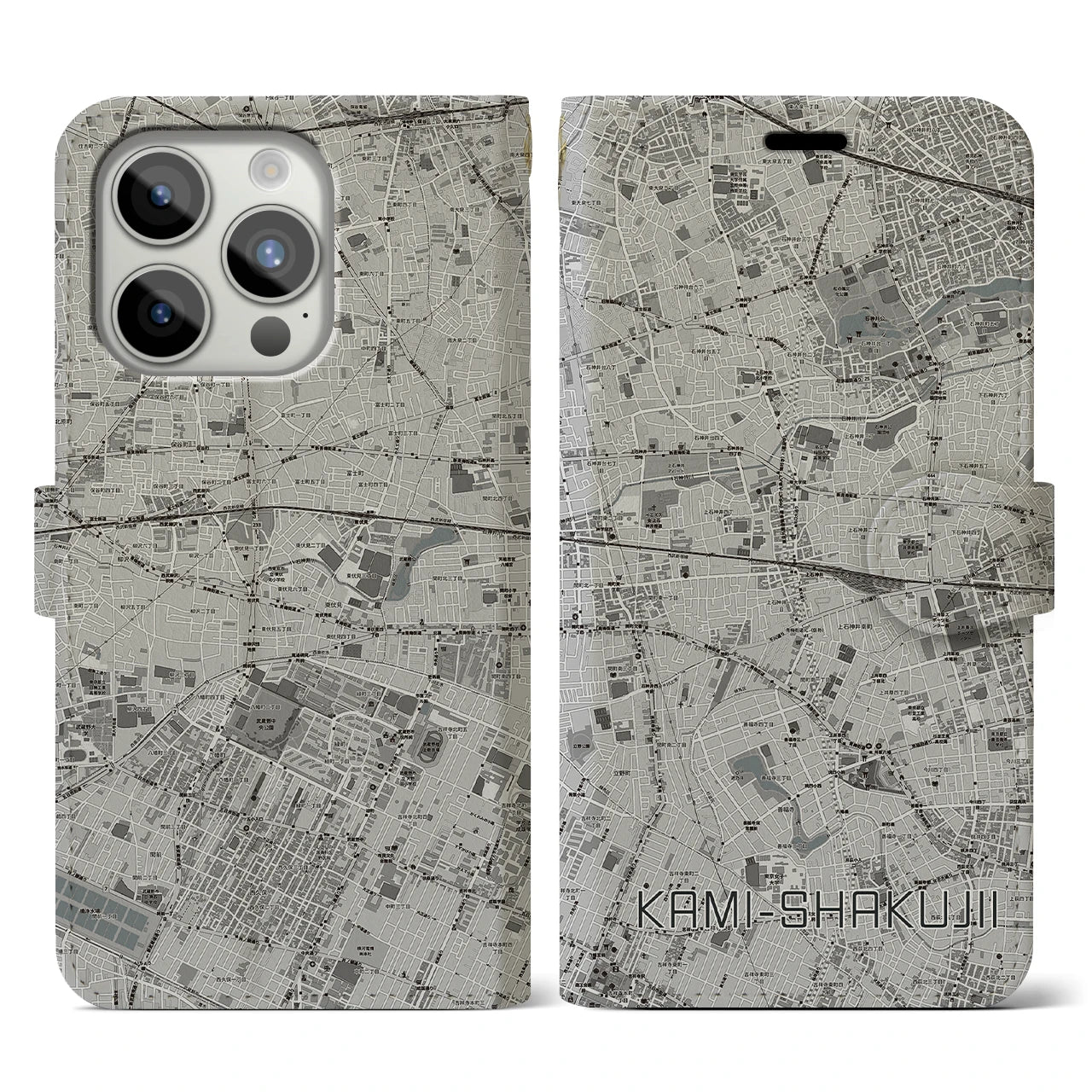 【上石神井(東京都)】地図柄iPhoneケース(手帳タイプ)