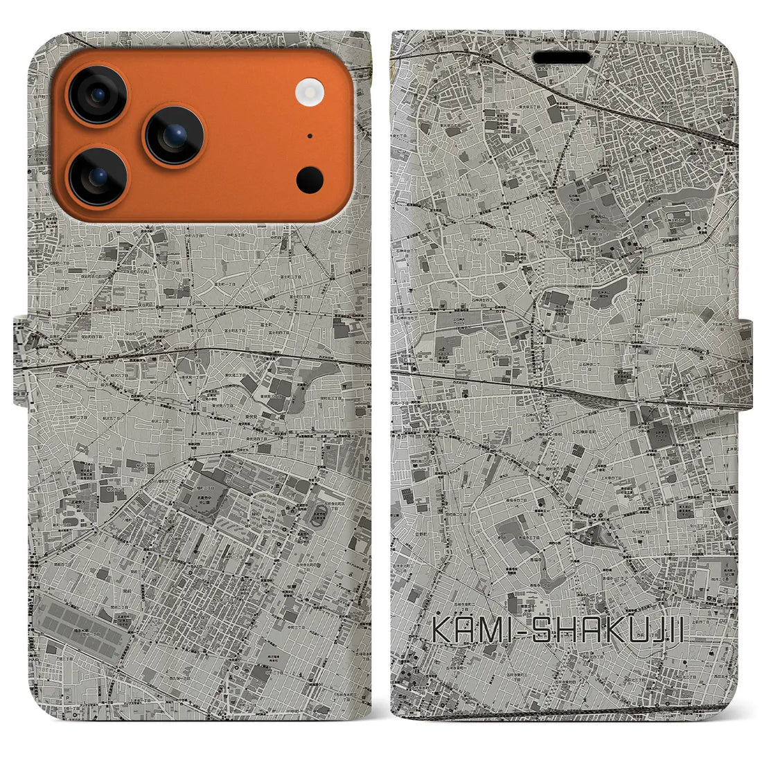 【上石神井(東京都)】地図柄iPhoneケース(手帳タイプ)